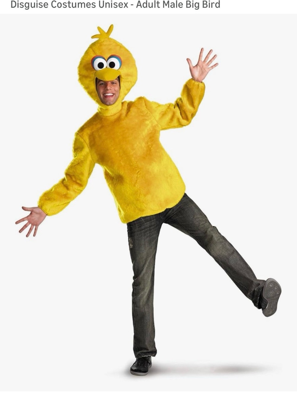 Yellow Sesame Street Big Bird Adult Costume Plush Hoodie